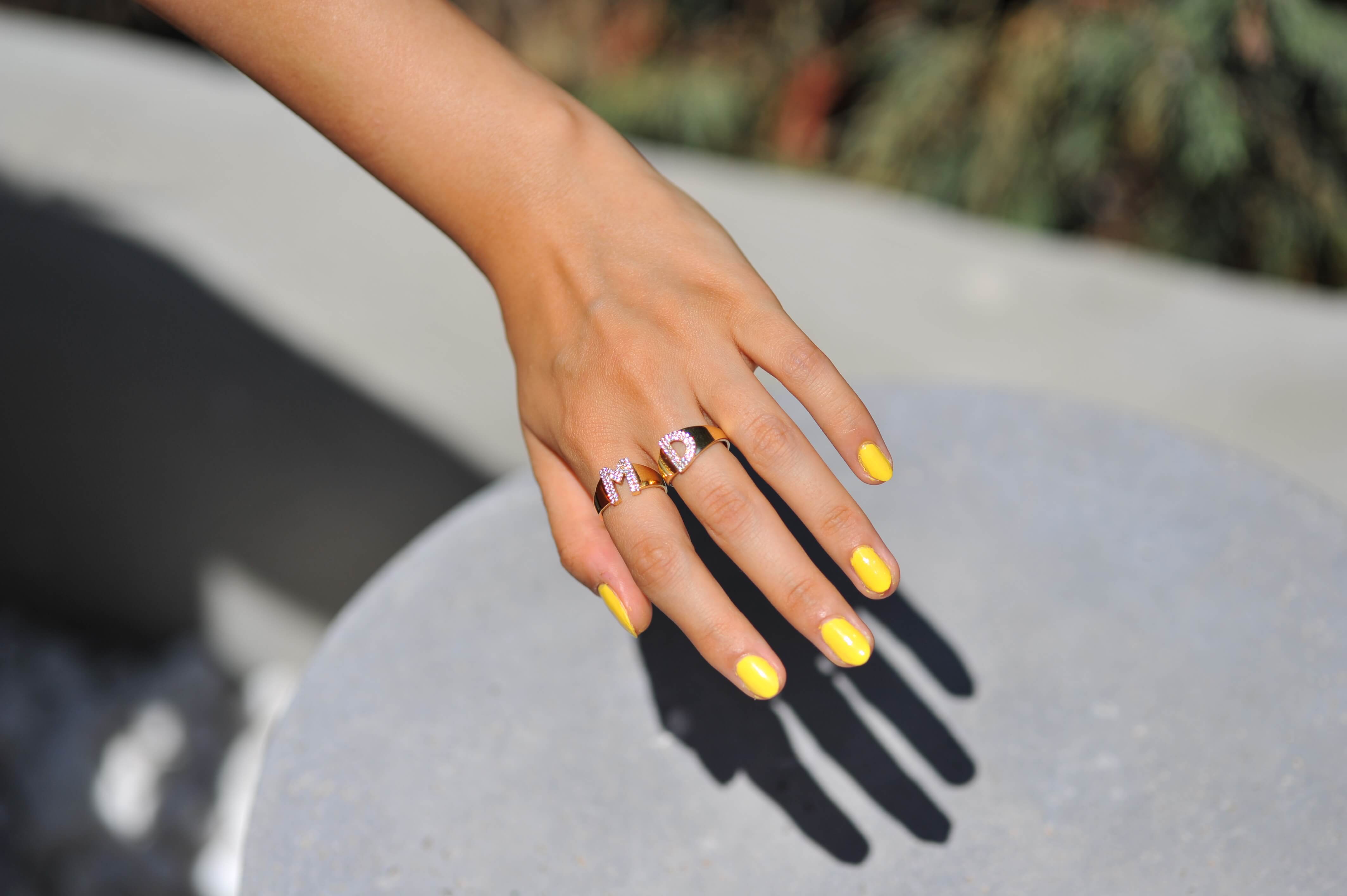 14K Gold Dainty Initial Ring